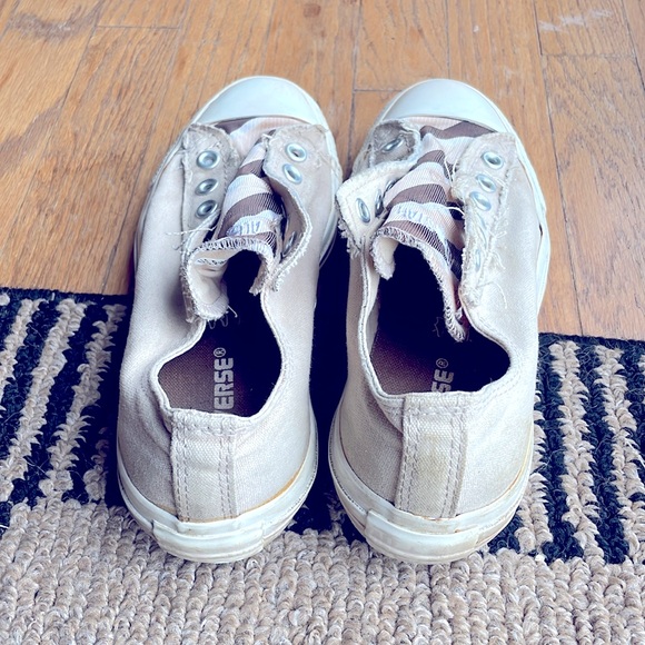 Rare Converse All Star Slip-On Laceless Sneakers - Blush Pink/Brown Stripes - Picture 3 of 5